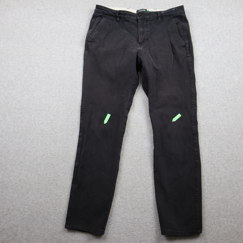 Dockers Pants Mens 30x30 Skinny Coupe Filiforme Black Hemp Blend Stretch Chino